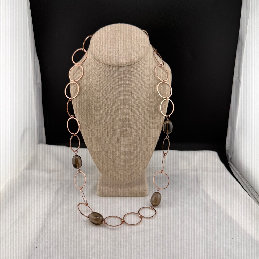 Vintage Milor Necklace Copper Tone Stainless Steel Open Link Bead 30"